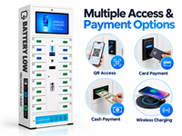 Casier de recharge pour smartphone assemblé pour centre de fitness, stockage sécurisé, compartiments personnalisables, écran tactile, libre-service