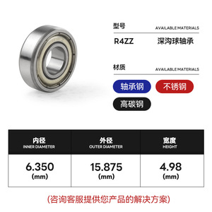 Rodamiento de Bolas de Ranura Profunda R4ZZ 6.35x15.875x4.98mm de Precisión Silencioso para Uso en Motores - Product Image 4