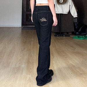 Pantalon cargo en jean Y2K uni respirant décontracté taille haute coupe droite ample jambe large boutonné pour l'été - Product Image 6