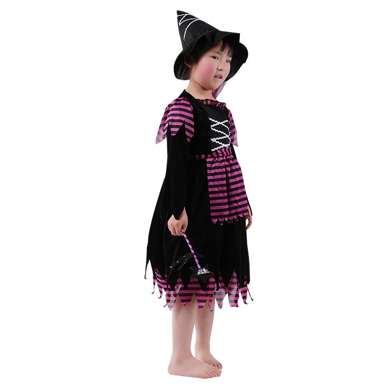 Costume da strega nero-oro per bambini con cappello (M) - Costume per ragazze