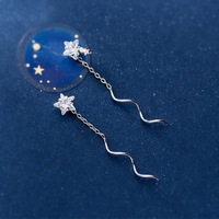 Sterling Silber Kubisches Zirkon Blumen-Threader-Quasten-Ohrring S925 Langer CZ Blumen-Quasten-Ohrring