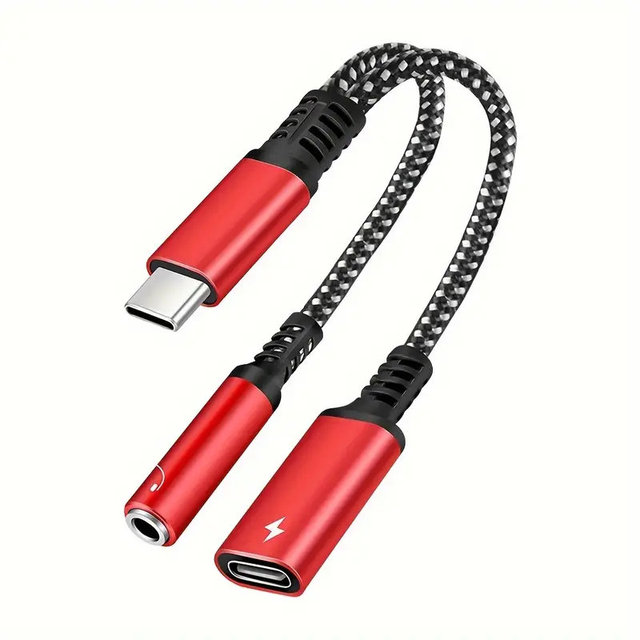 2 in 1 Audio Cable USB Type-C Audio Charging Adapter Type C Male to Female 3.5mm Headphone Jack + Charging Converter