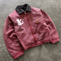 Veste en jean délavée et déchirée grande taille pour homme, fabriquée sur mesure par DiZNEW Apparel Manufacturers.