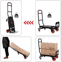 Chariot pliable Portable à un bouton, chariot convertible à plat, conception à double usage pour le transport