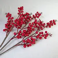 2022 искусственные пенные ягоды, ветки, искусственная акации, красные фрукты, Падуба, ветки для домашнего Рождественского украшения