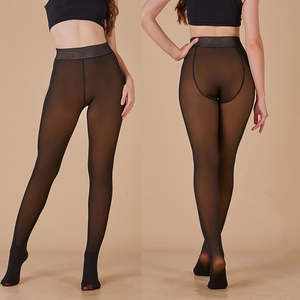 Collants d'hiver chauds pour femmes, doublés polaire, taille haute, épais, anti-affaissement, couleur unie, haute qualité, grandes tailles - Product Image 3