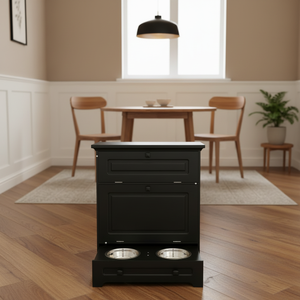 Suporte Elevado de Madeira para Tigelas de Cães com Armário de Armazenamento de Ração, Estação de Alimentação para Cães e Gatos - Product Image 2