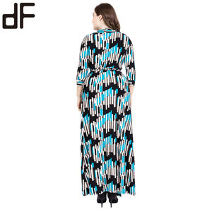 Venta al por mayor 2025 Maxi vestidos casuales para mujeres de talla grande cintura con cinturón temporada otoño para damas <span class=keywords><strong>maduras</strong></span> chicas <span class=keywords><strong>gordas</strong></span> tallas 5XL - Product Image 4