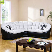 Canapé d'angle incurvé en cuir et tissu, design moderne personnalisé, pour salon, ensemble de canapés relaxants pour appartement A1001