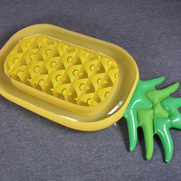 En stock, Vente chaude transfrontalière : Bouée de piscine gonflable ananas, Lit flottant aquatique, Chaise longue aquatique ananas