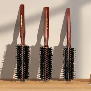 Round Hair Brush Extra Long Wooden Handle Round Hair Brush Curly Hair Round Brush With Boar Bristle