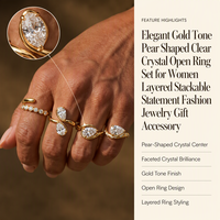 Ensemble de bagues SongYi élégantes en or avec cristaux transparents en forme de poire pour femmes, bijoux fantaisie superposables et empilables, accessoire cadeau