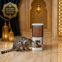 Distributeur Automatique Intelligent 7L pour Animaux de Compagnie avec Caméra WiFi Double Bande, Vision Nocturne, Voix et Vidéo, Alimentation Automatique pour Aliments Lyophilisés, Matériau ABS - Vente Directe Usine