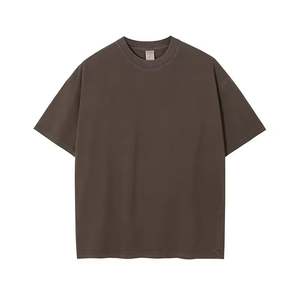 T-shirt surdimensionné vierge à épaules tombantes personnalisé de 250g/m2 T-shirt vintage de rue 100% coton pour hommes, lavé à l'acide, vente en gros - Product Image 4
