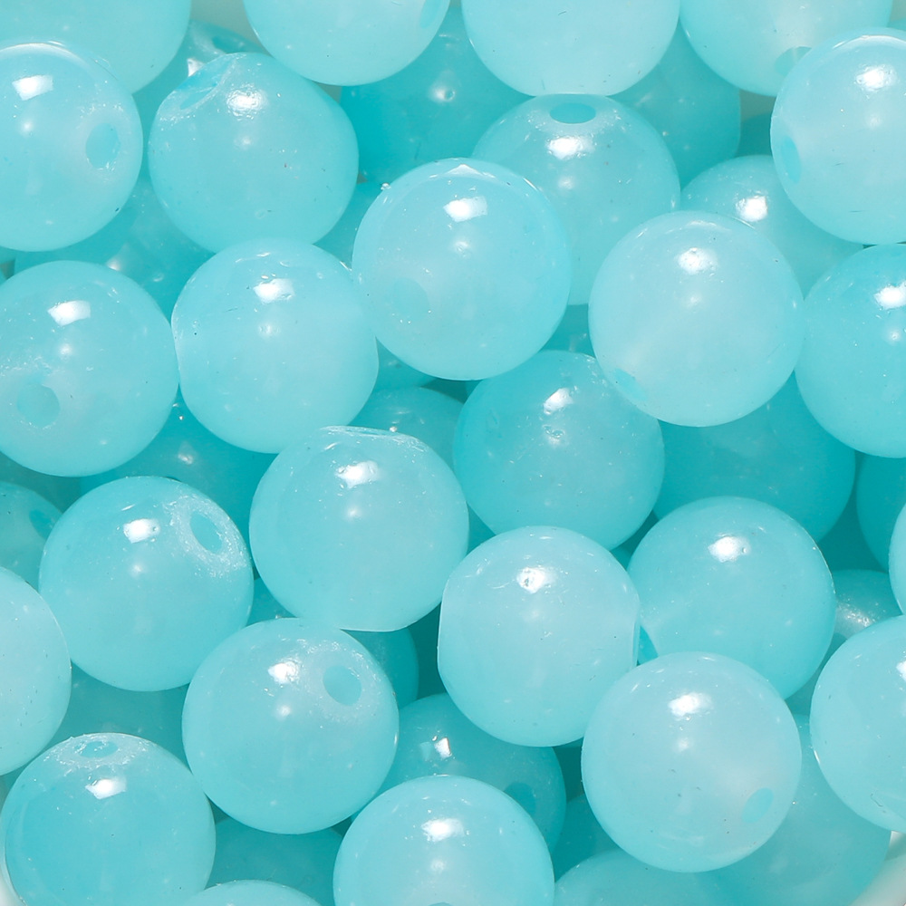 Perles de verre imitation jade 10 mm - Bleu