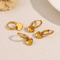 Boucles d'oreilles créoles cœur en acier inoxydable plaqué or 18 carats pour femme, petites créoles délicates, cadeau romantique pour fête, vente en gros OEM
