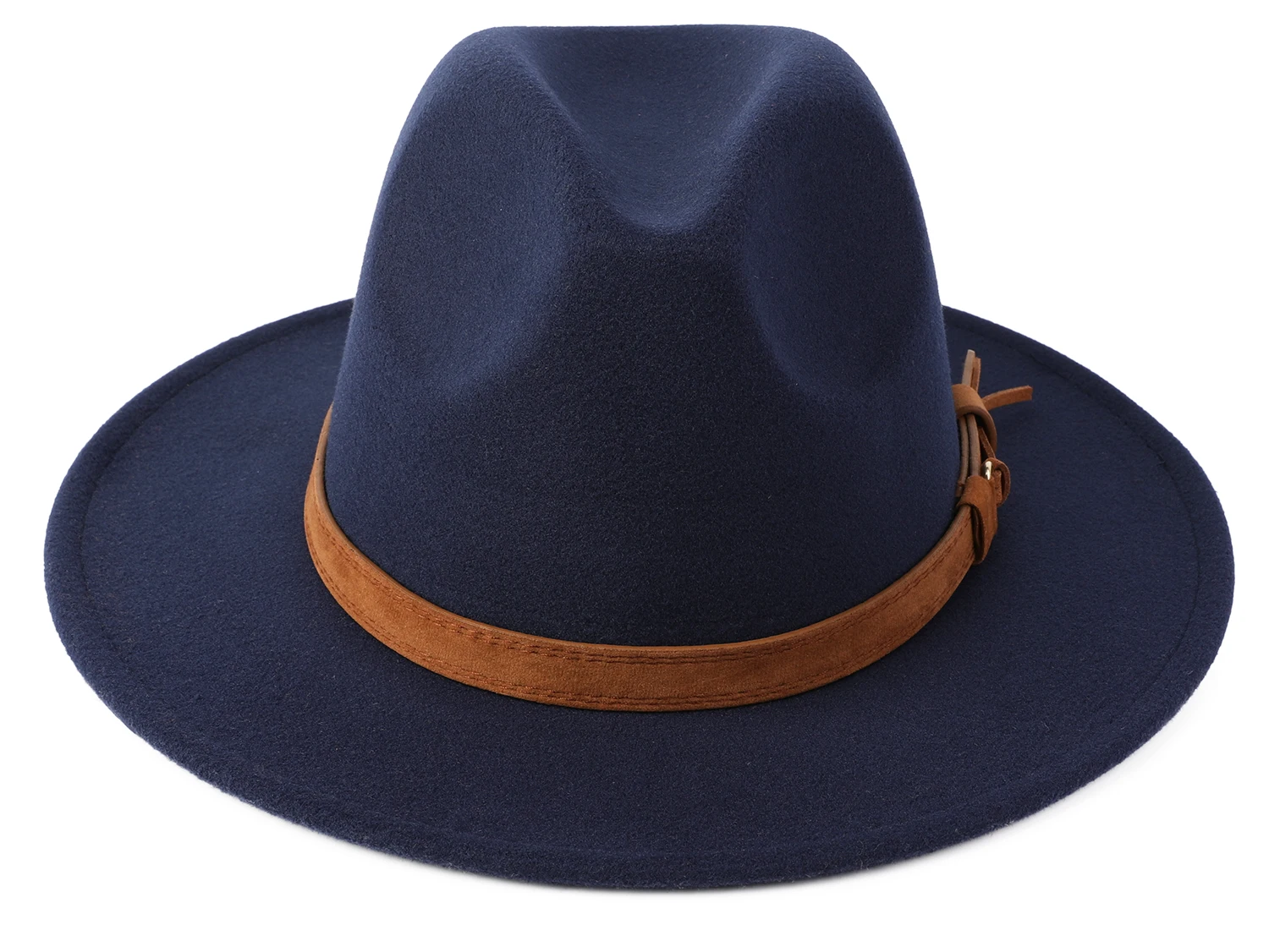 Wide Brim Fedora Hat with Belt Buckle Classic Lightweight Cotton Blend 2026 New Trendy Solid Plain Fedora Hat for Men & Women  main image 2