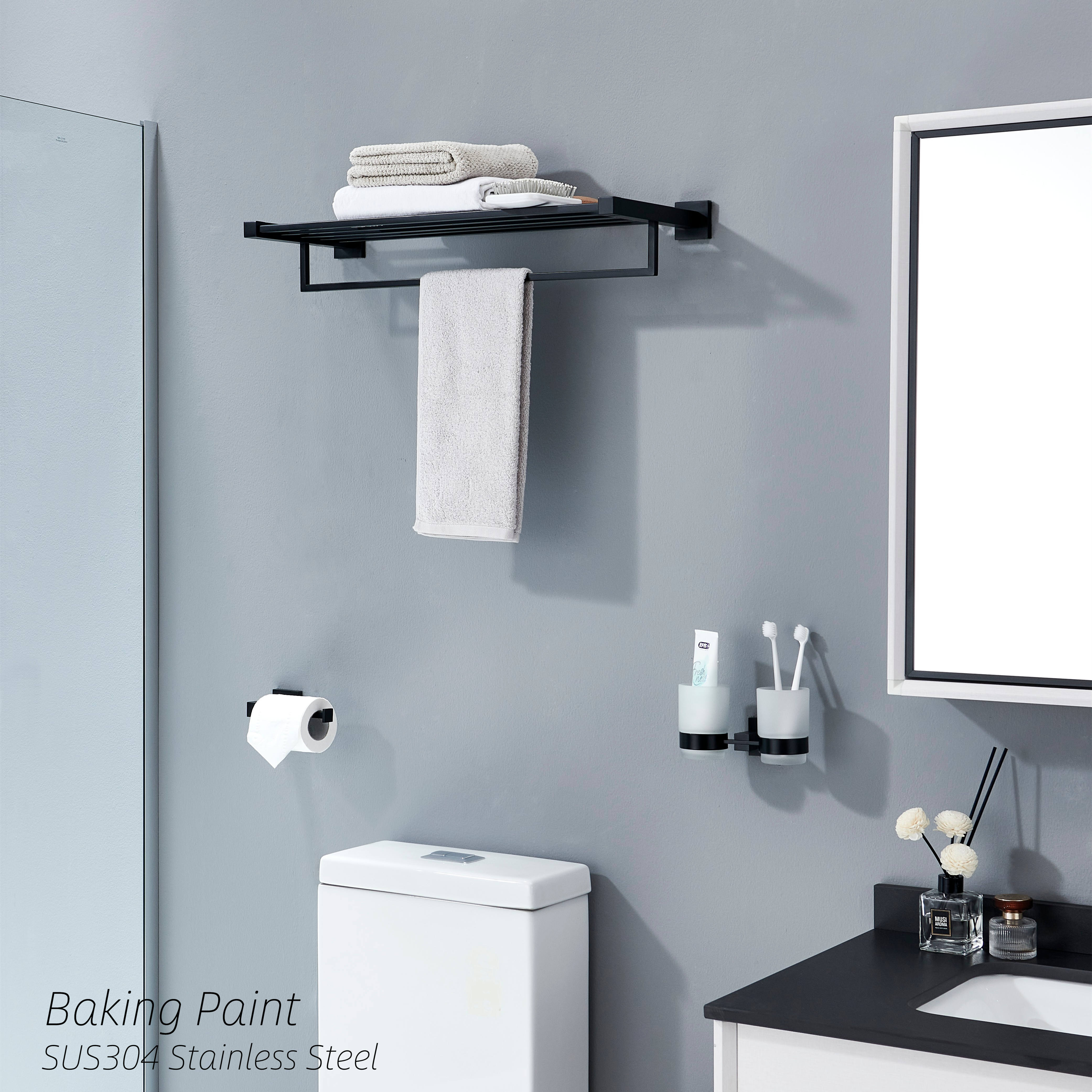 Wall Mounted Bathroom Towel Racks Shelf Stainless Steel Sus 304