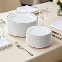 Assiettes jetables rondes blanches sans BPA en plastique pour fêtes, mariages, banquets et anniversaires (vente en gros)
