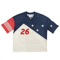 Maillot de football américain rétro surdimensionné en mesh brodé sur mesure, color block, sublimation, t-shirt streetwear pour homme, coupe ample