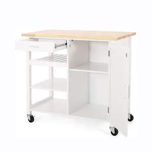 2023 Küche Esszimmer moderne Mehrzweck 3-stufige Lagerung und Veranstalter Holz Roll lager Wagen für die Küche