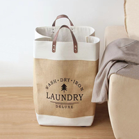 Panier à linge pliable Zuijia de style moderne en toile de coton imprimée, écologique, avec poignées