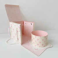 Boîte à fleurs rigide jetable écologique et imperméable avec poignée, logo personnalisé, couleur, nœud ondulé, design circulaire complet