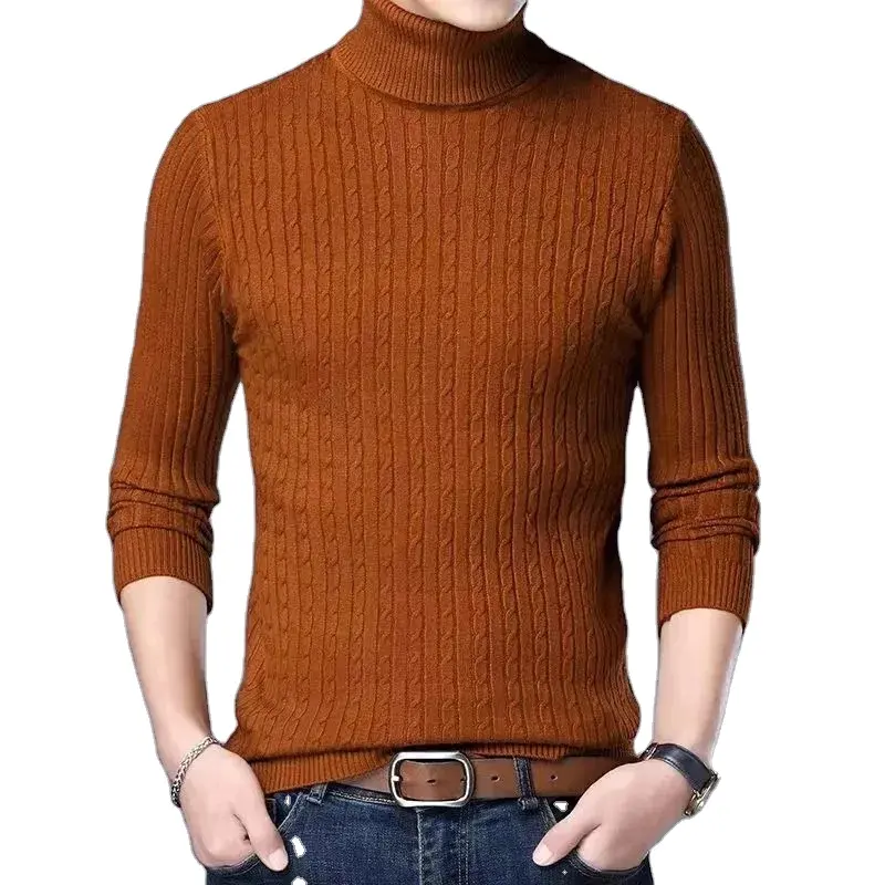 पुरुषों के लिए फैशन बुना स्वेटर सर्दियों ऊन टर्टलनेक पुरुषों की लंबी आस्तीन शीर्ष स्लिम उच्च गर्दन स्वेटर ठोस रंग पुरुषों के कपड़े