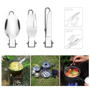 Survival Outdoor Camping Cookware Set ,10pcs Camping Cookware <strong>Mess</strong> <strong>Kit</strong>, Lightweight Pot Pan Kettle with 2 Cups - Product Image 6