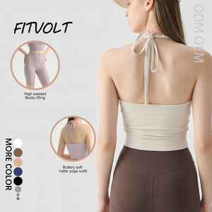 Soutiens-gorge de sport pour femmes FITVOLT avec logo personnalisé, respirants, légers, à maintien élevé, extensibles dans quatre directions, avec coussinets de poitrine fixes - Product Image 1