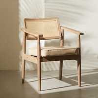 Chaise de salle à manger en rotin minimaliste moderne avec structure en bois massif, style luxe léger, origine Chine, pour café, bar, comptoir