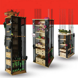 FISHINGFANS <span class=keywords><strong>Support</strong></span> de rangement <span class=keywords><strong>vertical</strong></span> multifonctionnel pour cannes à pêche, en bois et en métal, à base rotative, à fixer au mur, 78-152 cm - Product Image 5