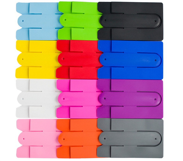 Custom Logo Silicone Mobile Phone Pouch Wallet Sleeve Pocket Stick on Back of Cell Phone Stand ID Credit Card Holder