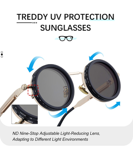 Lunettes <span class=keywords><strong>de</strong></span> soleil rétro steampunk pour hommes et femmes ND 9 Stop Rotary réglables polarisées UV400 avec verres anti-éblouissement - Product Image 5