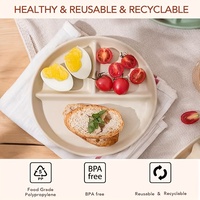 Assiette à compartiments en paille de blé incassable pour la maison, l'école, le bureau, la cantine, le pique-nique, le camping – Vaisselle portable