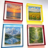 Boîte à Ombre en Acrylique Transparente 3D, Cadre de Présentation Profond avec Passe-Partout en Tissu de Lin, Vitrine Anti-Poussière Transparente pour Œuvres d'Art et Décoration Intérieure