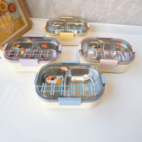 Boîte à lunch isotherme de luxe en acier inoxydable 304 à double compartiment, de qualité alimentaire, forme originale, 1-3L, mignonne, pour employés de bureau et étudiants