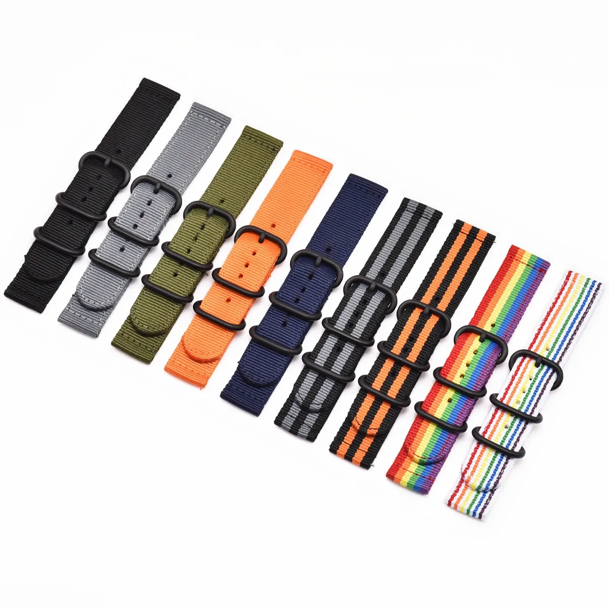 9 Farben Rainbow Woven Nylon Uhren armband für Huawei 20mm 22mm 24mm Schnell verschluss verstellbarer Sicherheits gurt Canvas Smart Watch Armband