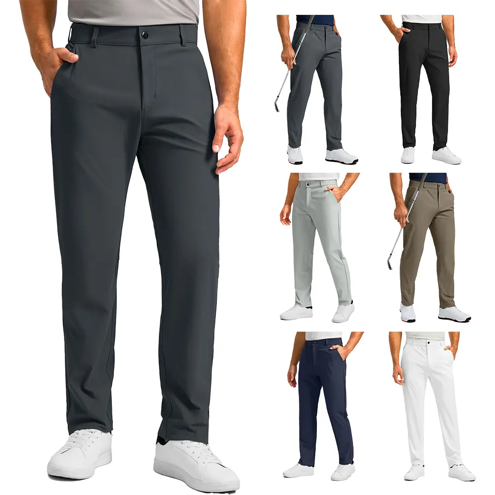 Custom Logo Men's 30"/32"/34" Slim Fit Golf Trousers 4 Ways Stretch Fabric Casual Dress Jogger Golf Pants With 5 Pockets For Men