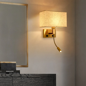Bedside Square Wall <strong>Lamp</strong> Reading <strong>Lamp</strong> USB Rechargeable AC85-265V Sconce Light With <strong>Rectangle</strong> Cloth <strong>Shade</strong> for Bedroom Study - Product Image 5