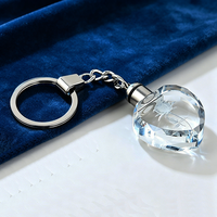 Porte-clés en cristal LED 3D gravé sur mesure, design cœur vierge, poli, vente en gros