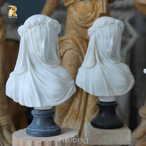 Estatua de Busto de Dama Velada <span class=keywords><strong>en</strong></span> Mármol Clásico Tallada a Mano RELONG para Decoración de Exteriores de Villas - Product Image 5