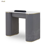 Équipement de manucure de haute qualité, table de manucure triple blanche avec plateau en verre
