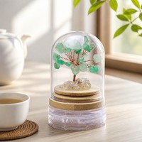 Arbre à Argent DIY en Cristal Naturel de Guérison sous Cloche en Verre avec Base en Bois, Bonsaï Artisanal en Pierres Précieuses pour Décoration Intérieure et Cadeau