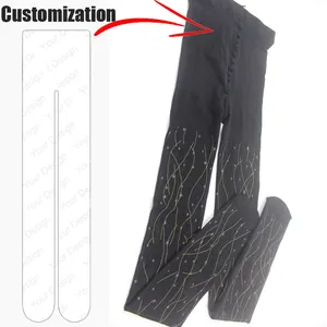 Stripe Pattern Star Design Customized Pantyhose Cool Girl Black Tights Bling Glitter Plus Size Pantyhose