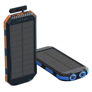 2024 Amazon Hot Bán 10000mAh ngân hàng điện xách tay năng lượng mặt trời ánh sáng ngân hàng điện không thấm nước sạc điện không dây với ánh sáng LED