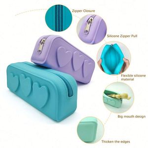 Sac de rangement pour maquillage portable, imperméable, à fermeture éclair en silicone durable et écologique - Product Image 6
