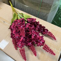 Bunga Delphinium Sutra Buatan Warna Maroon Berkualitas Tinggi Grosir 60cm 7 Cabang untuk Dekorasi Vas, Rumah, Acara, dan Pesta