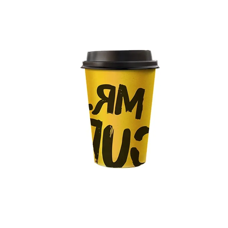 Takeout copo de café personalizado, design de marca, descartável, parede dupla expresso, copo de café com tampa, canudo