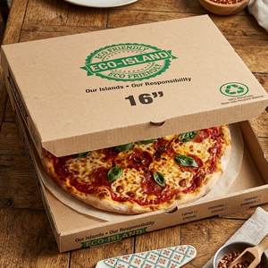 Wellons Custom Brown Kraft Corrugated Board <b>Pizza</b> <b>Box</b> with Glossy & Matt Lamination Embossing Printing Handling Options - Product Image 1